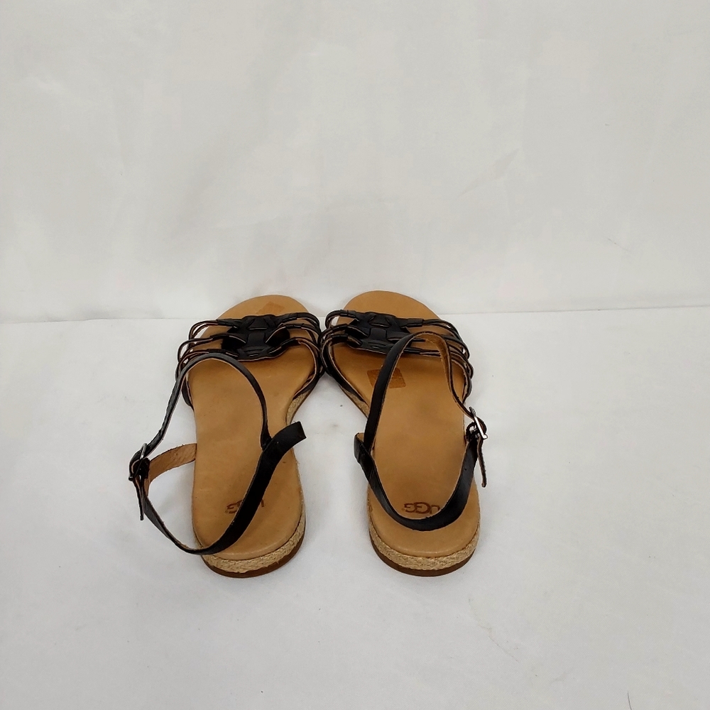 UGG Black Woven Strappy Leather Ankle Strap Sandals NWOB - Picture 5 of 11